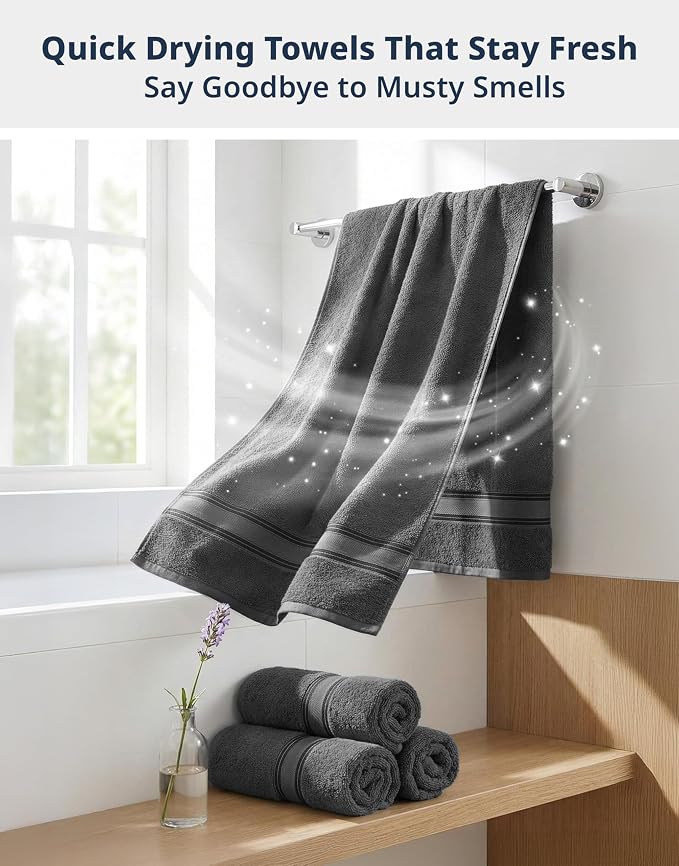 LANE LINEN 100% Cotton Bath Towels Set of 4 - Image 7