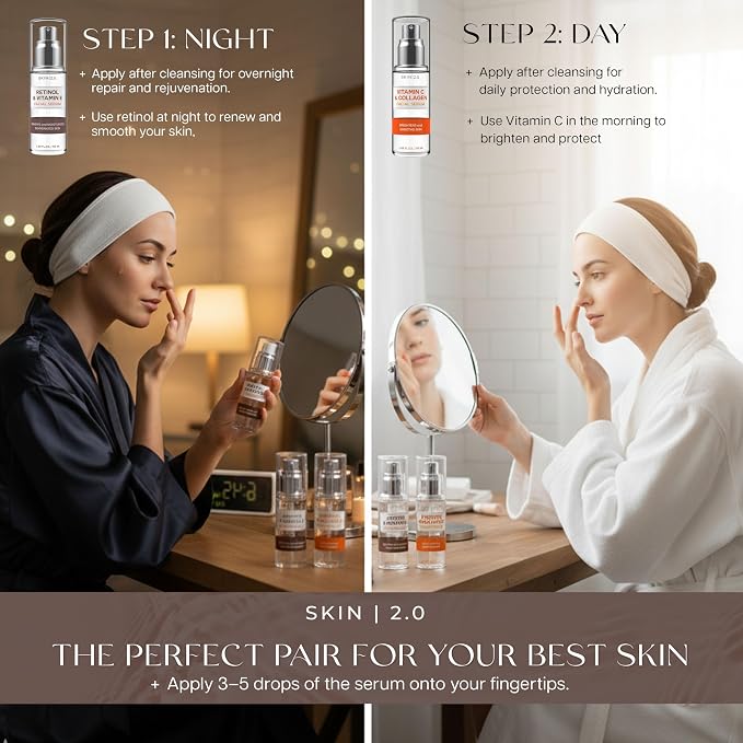 Skin 2.0 Retinol & Vitamin E + Collagen & Vitamin C Serum - Image 4