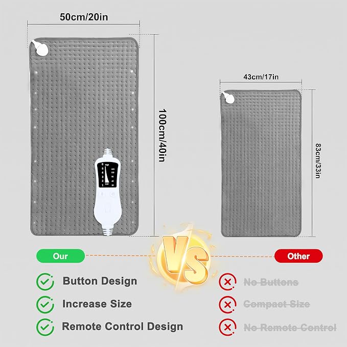 Extra Large Heating Pad, Relieves Back Pain, 6 Quick Heat Settings（86°F-149°F） - Image 9
