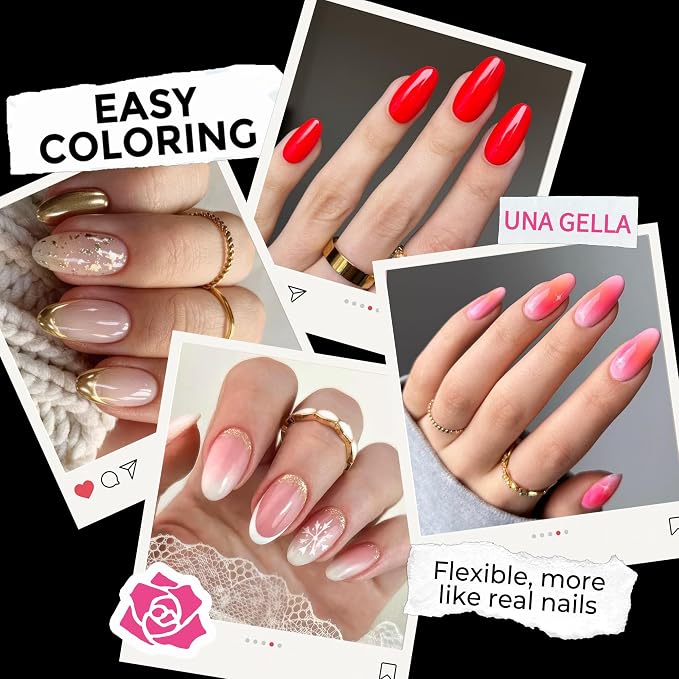 UNA GELLA Medium Oval Fake Nails Pre-shape 216pcs Round Gel Nail Tips Press on - Image 3