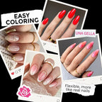 UNA GELLA Medium Oval Fake Nails Pre-shape 216pcs Round Gel Nail Tips Press on - Image 3
