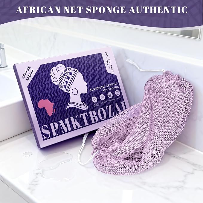 SPMKTBOZAI African Net Sponge Authentic, 3 Pieces African Exfoliating Sponge - Image 3