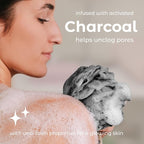 MainBasics Charcoal Infused Bath Shower Loofah Sponge Pouf Body Wash Scrubber - Image 5