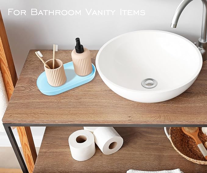 Blue Small Tray, Oval Tray for Kitchen Counter, Bathtub Bathroom Vanity Items - Image 7