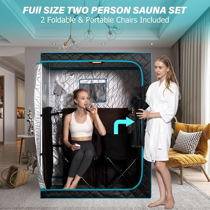 Smartmak Portable Far Infrared Sauna, Home Two Person Sauna Box - Image 3