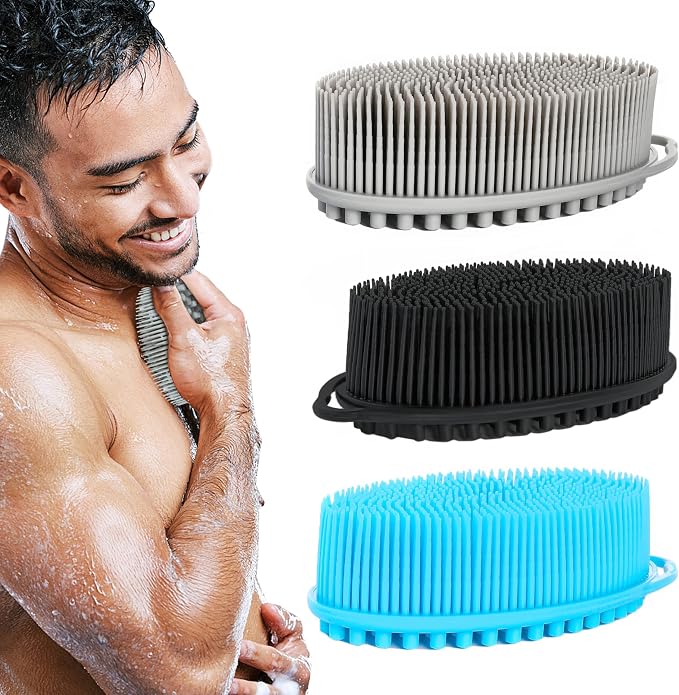 Set of 3 Silicone Body Scrubber Loofah Soft Exfoliating Body Bath Shower by TDHDIKE