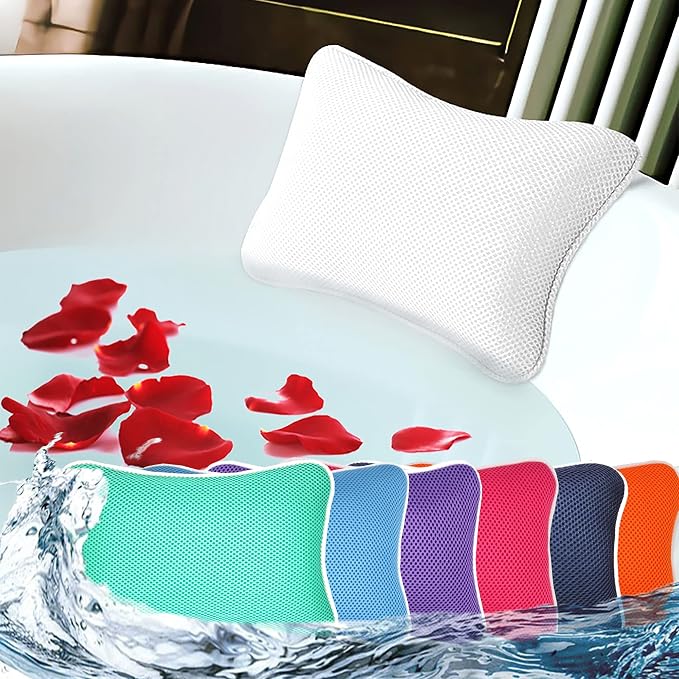 Bath Pillow for Tub, Non Slip, Breathable Soft, Comfortable Head Neck Support by JXMNTEX