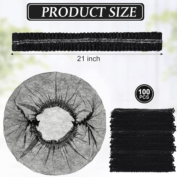 100 Pcs Disposable Nonwoven Bouffant Caps 21 Inch Hair Net Elastic Cap Hair - Image 4