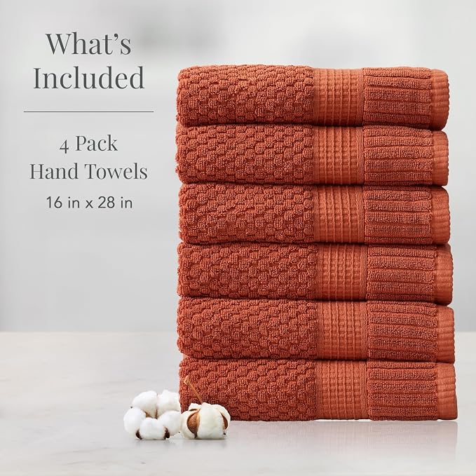 NY Loft 100% Cotton Hand Towel 6 Pack Hand Towel Set | Super Soft & Absorbent - Image 2