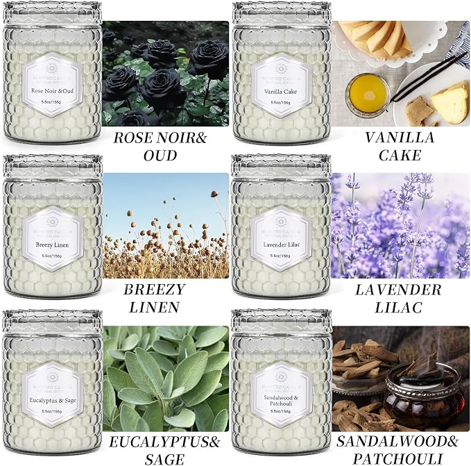 6 Pack Scented Candles for Home, Aromatherapy Gift Set for Women, Natural Soy - Image 2