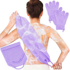 Anezus Exfoliating Back Scrubber Bath Gloves Set, Exfoliating Shower Towel by anezus