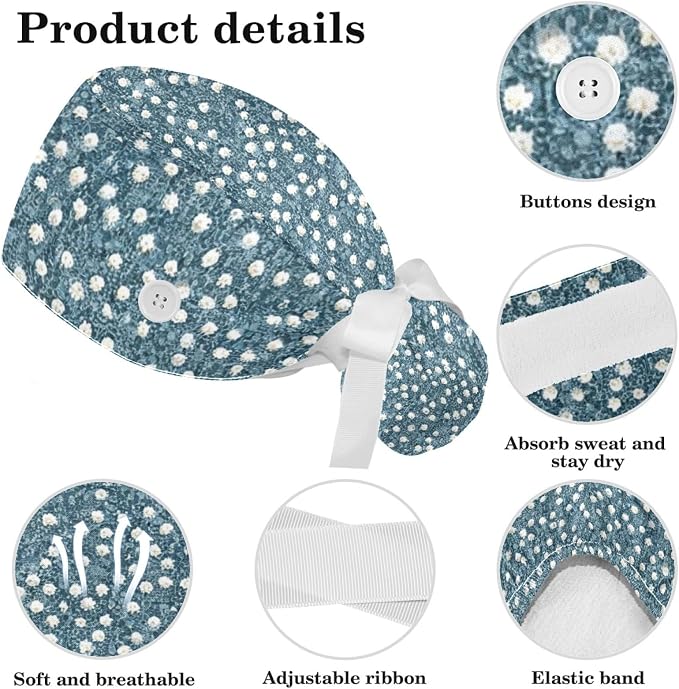 Scrub Caps Women Nursing Hats Floral Flowers - Image 4