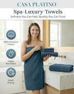 CASA PLATINO 100% Luxury Cotton Bathroom Towels Set - Image 2