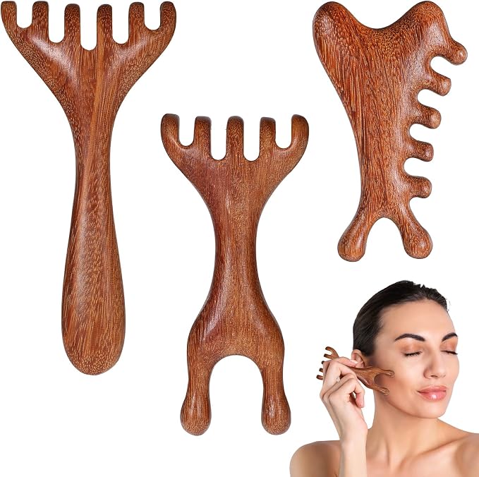 3 Pack Wooden Massager Comb Gua Sha Scraping Massages 6 Claws Meridian Massager - Image 8