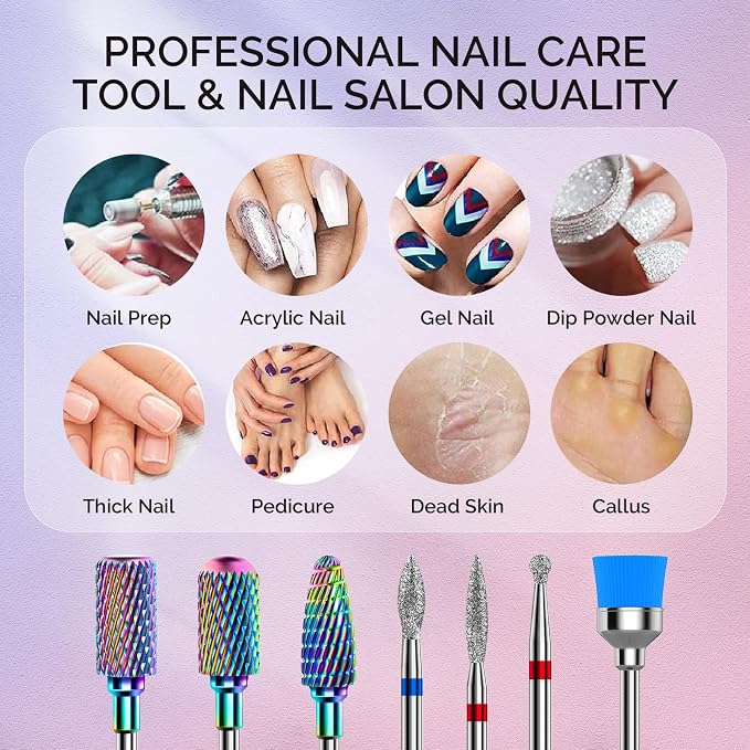 MelodySusie Nail Drill Bits Set, 3/32'' Professional Nail Bits - Image 6