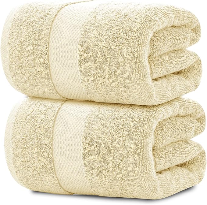 White Classic Luxury Soft Beige Bath Sheet Towels by WhiteClassic