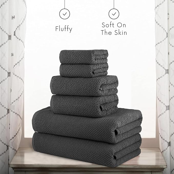 CASA COPENHAGEN EcoPop 6Pcs 100% Cotton Large Designer Towels Gift Set- Pine - Image 4
