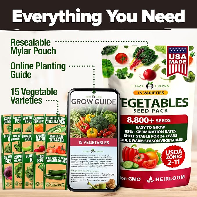 HOME GROWN 15 Variety Survival Seed Vault 7, 000+ Heirloom Non-GMO Vegetable - Image 7