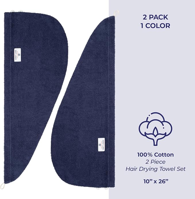 American Soft Linen 100% Cotton Hair Towels - Image 4