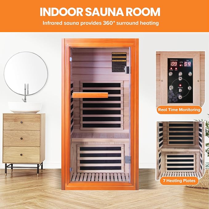 OUTEXER Far Infrared Sauna Dry Saunas 1065W Indoor Home Sauna Low EMF 110V - Image 4