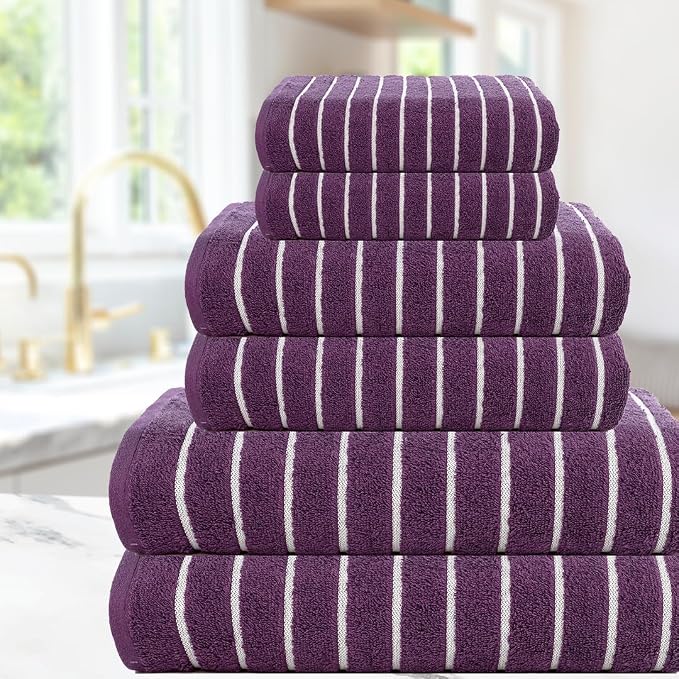 CASA COPENHAGEN Ecstatic 6 Pieces Towel Set- Dark Purple, 600 GSM 2 Bath Towel - Image 2