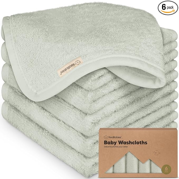 6-Pack Baby Washcloths – Soft Absorbent Viscose from Bamboo Washcloths by KeaBabies