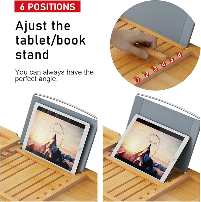 Foldable Bamboo Bathtub Caddy Tray Expandable - Image 6