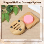 Ymapinc 2-Pack Natural Bamboo Soap Holder, Round+Square Bamboo Soap Dish & - Image 6