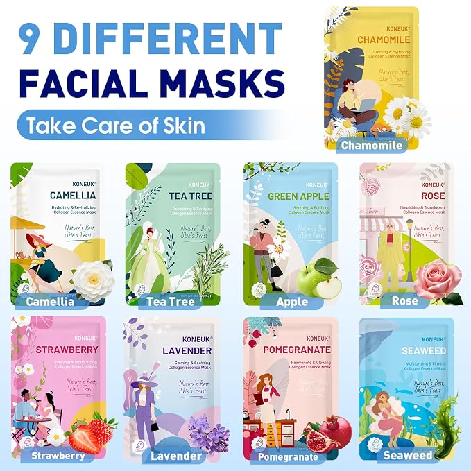 54 Pack Bulk Sheet Face Masks Skincare, Hydrating and Moisturizing Face Mask - Image 3