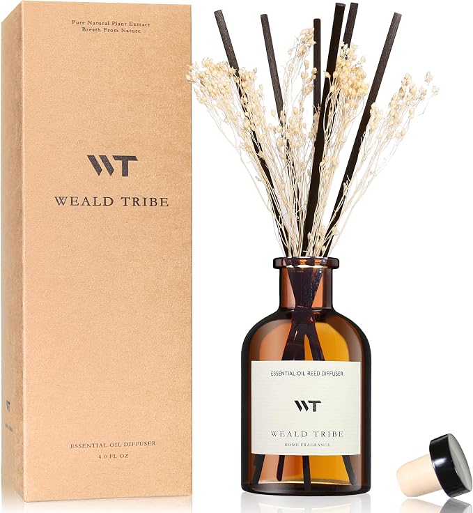 WEALD TRIBE Reed Diffuser Set for Bathroom Air Fresheners, Oil Diffuser Sticks by WEALD+TRIBE