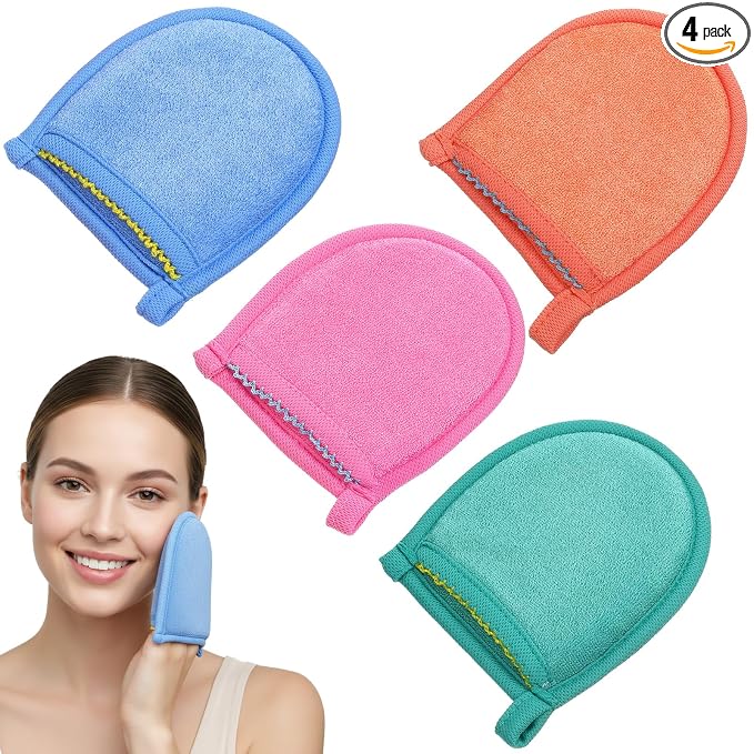 4 PCS Exfoliating Gloves, Exfoliating Facial Scrubber Mitt Facial Scrub Mitts by Unknown