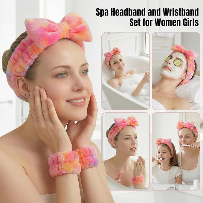 8 Pcs Spa Headband and Wristbands Set - Image 2