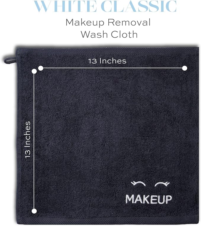 White Classic Bleach Safe Black Makeup Washcloths - Image 3