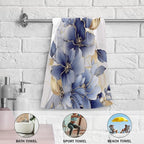 Abstract Blue Golden Floral Leaves Hand Towels - Image 5
