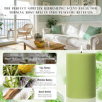4 Pack Sage & White Tea Scented Pillar Candles-2.8x4 Inch Sage Green Soy Wax - Image 2
