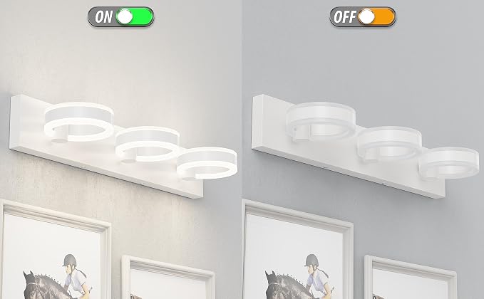 LED Bathroom Light Fixtures, 24inch White Vanity Lights, Modern 3 Light Acrylic - Image 6