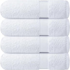 Infinitee Xclusives Luxury 100% Ring-Spun Cotton White Bath Towels Set of 4 – by InfiniteeXclusives