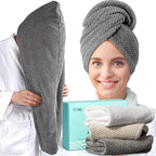 YFONG 3 Pack Large Microfiber Hair Towel Wrap, Thick Hair, Super Absorbent Hair by YFONG