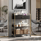 Salon Rolling Trolley with Lockable Wheels Barber Cart with Storage Drawer - Image 8