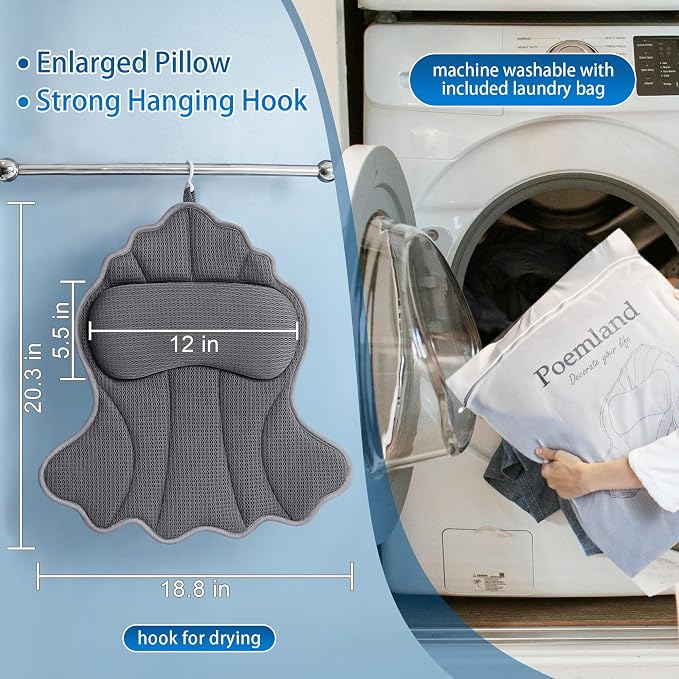 Poemland Bath Pillows for Tub, Luxury Bath Pillow Soft 4d Mesh, Bathtub Pillow - Image 4