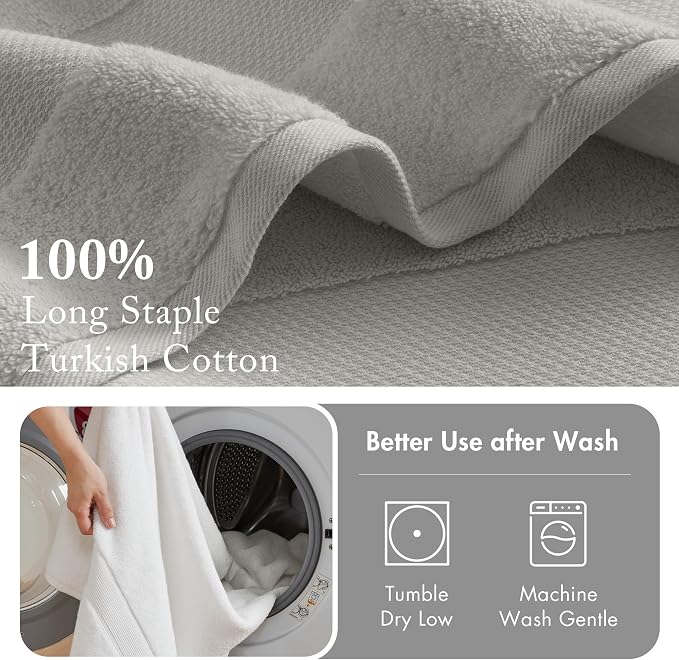 Madison Park Turkish Bath Towel Set 100% Cotton Bath Towel 600GSM Oversized - Image 5