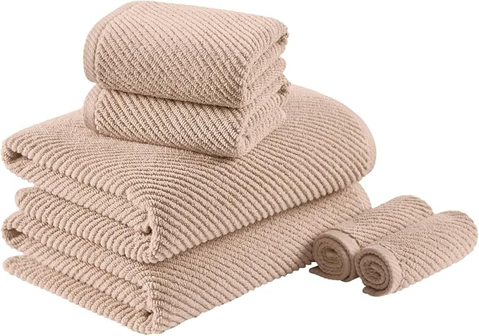 Madison Park Bathroom Towel Set of 6 Diagonal Ribbed, 500 GSM by MADISONPARK