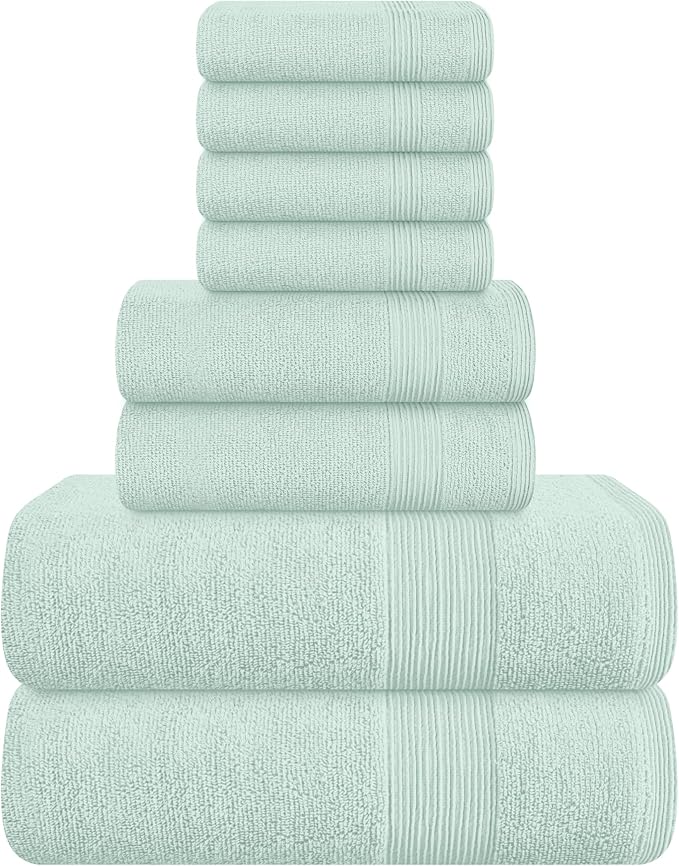 Belizzi Home 8 Piece Towel Set 100% Ring Spun Cotton, 2 Bath Towels 27x54 by Unknown