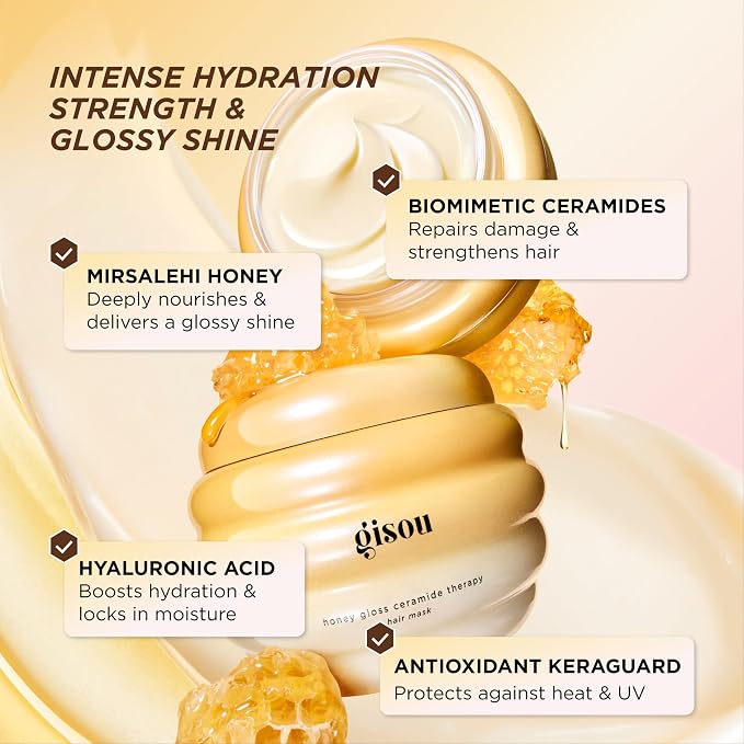 Gisou Honey Gloss Ceramide Therapy Hair Mask – Deep Repair & Hydration - Image 4