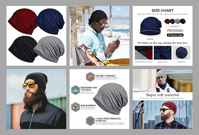Women's Summer Beanie for Men Hat Boho Hats Adult Dwarf Hats Chemo Cap Cancer - Image 7
