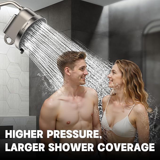 High Flow Filtered Shower Head, HOPOPRO 5 Modes High Pressure Fixed Showerhead - Image 7