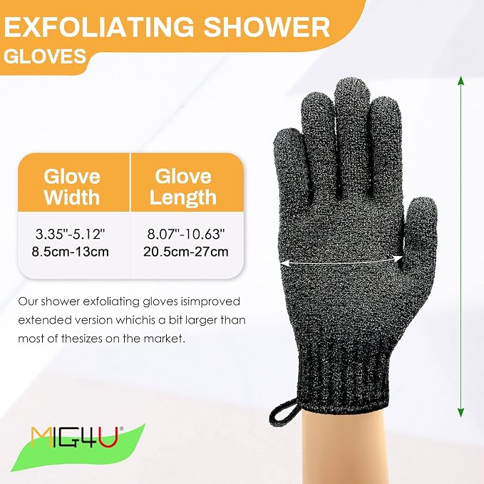 MIG4U Shower Exfoliating Scrub Gloves, Bathing Gloves Body Wash Dead Skin - Image 6