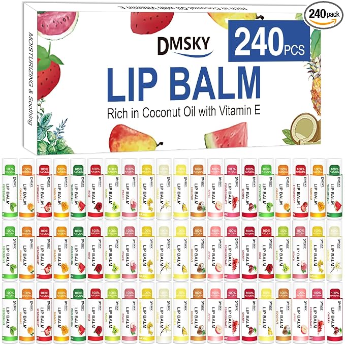 DMSKY Lip Balm 240 Pack, Natural Lip Balm Bulk by DMSKY