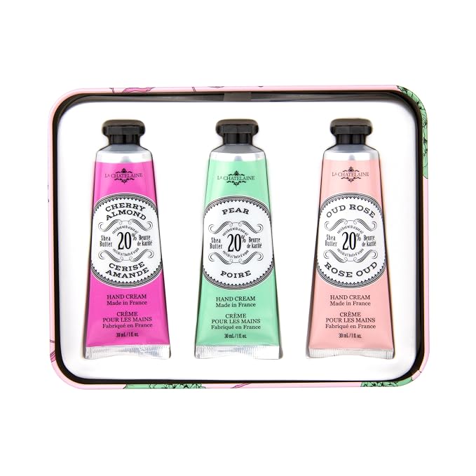 La Chatelaine Rose Hand Cream Trio Tin Gift Set, Ready-To-Gift Tin, Made in - Image 5