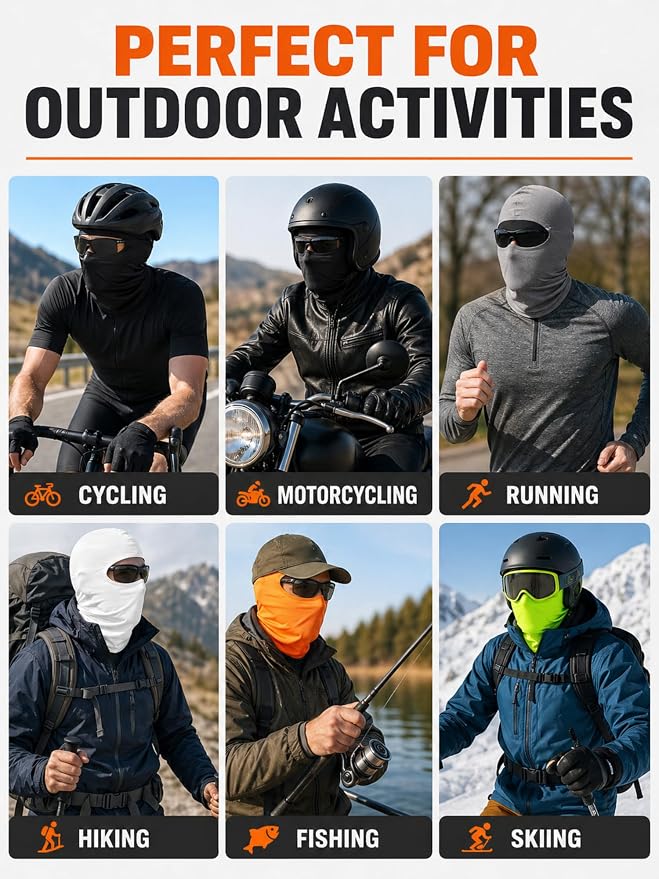 SATINIOR 6 Pcs Ski Mask Cover Balaclava Full Face Mask Summer Face Cover UV - Image 6
